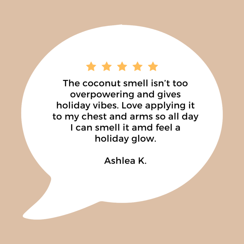 Coconut body oil customer testimonial