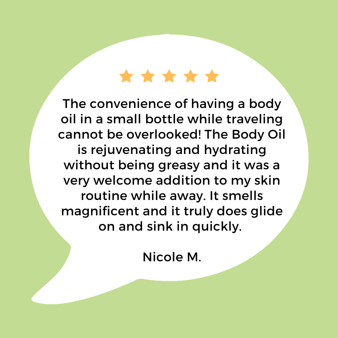 Citrus body oil travel size customer testimonial